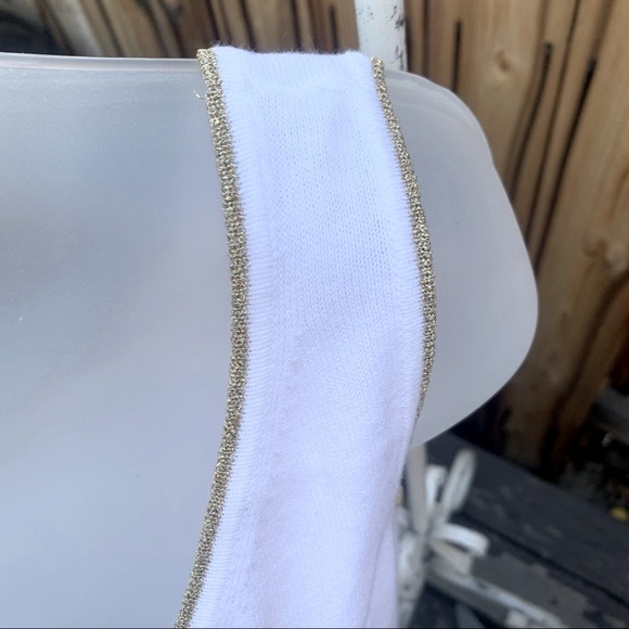 Gardy White Tank Top W/ Gold Embellishment | S - Picture 6 of 8